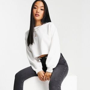 Topshop petite cropped sweater in white